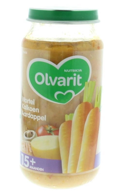 Foto van Olvarit 15m00 wortel kalkoen champignon 6 x 250g via drogist