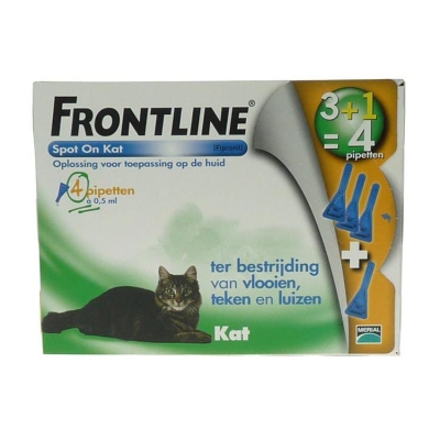 Foto van Frontline 3+1 pipet kat bestrijding vlo en teek 4st via drogist