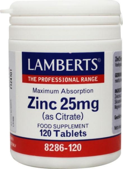 Foto van Lamberts zink (zink) citraat 25 mg 120tb via drogist