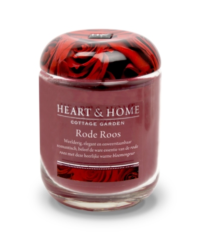 Foto van Heart & home grote geurkaars - rode roos 1st via drogist
