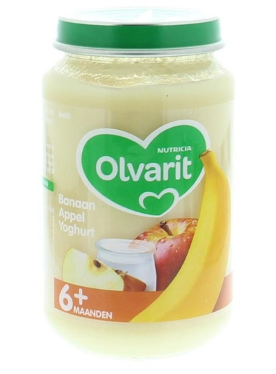 Foto van Olvarit 6m50 banaan appel yoghurt 6 x 200g via drogist