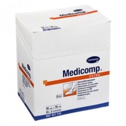 Foto van Medicomp extra non-woven kompres 10 x 10cm 50st via drogist