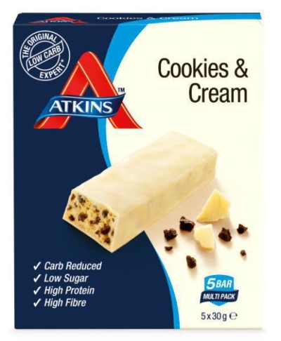 Foto van Atkins cookies & cream 5x30g via drogist