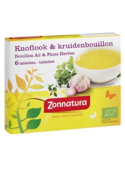 Foto van Zonnatura bouillonblokjes knoflook/kruiden 6x11g via drogist