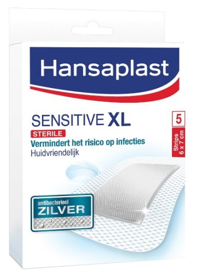 Hansaplast sensitive wondpleister zilver 6 x 7 cm xl 5st  drogist
