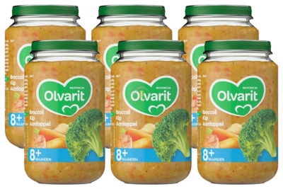 Foto van Olvarit 8m11 broccoli kip aardappel 6 x 200g via drogist