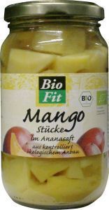 Foto van Bio fit mango stukjes in glas 350g via drogist