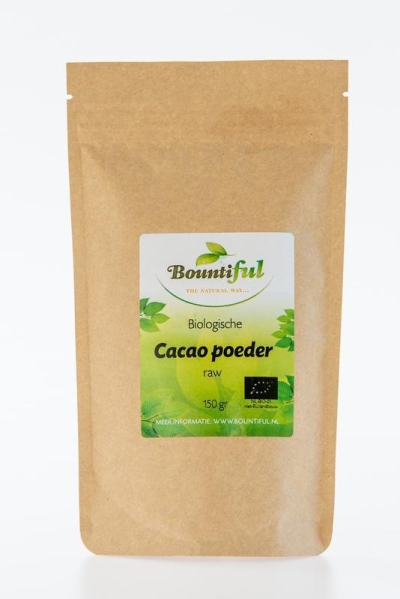 Foto van Bountiful cacao poeder bio 150g via drogist