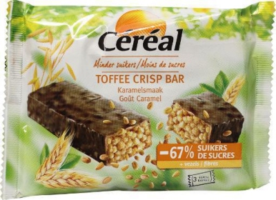 Foto van Cereal toffee crips bar 3x35g via drogist