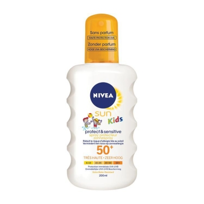 Nivea zonnebrand spray kids pure & sensitive spf50 200ml  drogist
