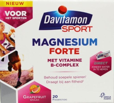 Foto van Davitamon sport magnesium forte poederstick 20st via drogist
