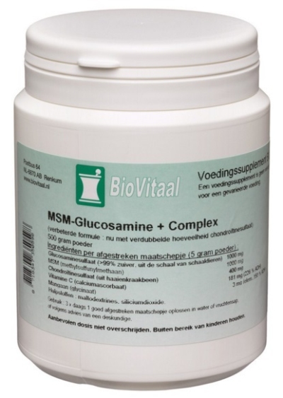 Foto van Biovitaal msm glucosam+ comp 500gr via drogist