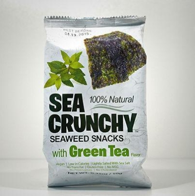 Foto van Sea crunchy zeewier snacks groene thee 10g via drogist