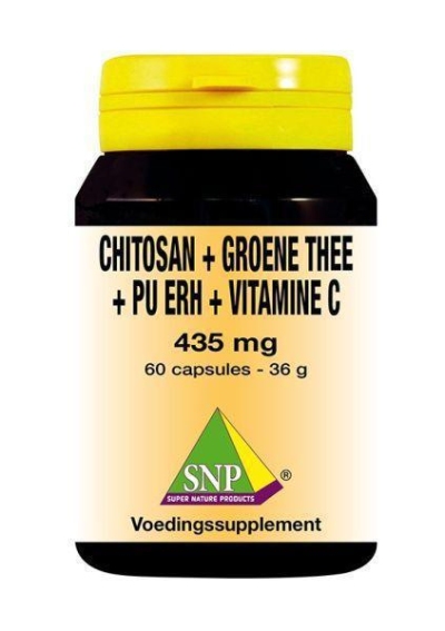 Foto van Snp chitosan groene thee pu erh thee vitamine c 435 mg 60ca via drogist