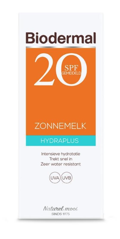 Foto van Biodermal sun melk hydraplus spf20 200ml via drogist