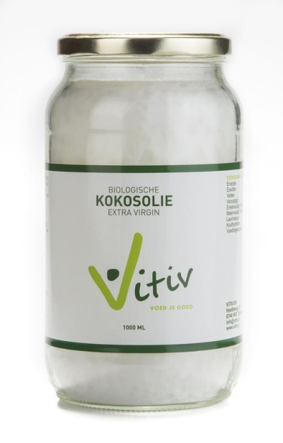 Foto van Vitiv kokosolie extra virgin 500ml via drogist