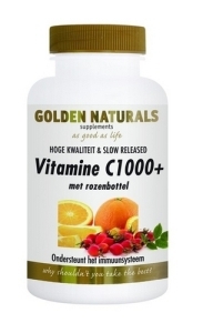 Foto van Golden naturals vitamine c1000 & rozenbottel 60tab via drogist