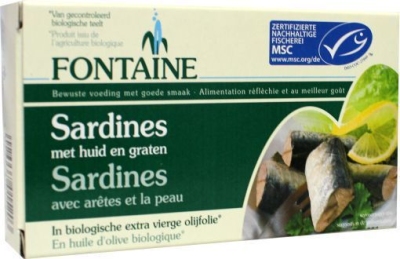 Foto van Fontaine sardines met huid en graat 120g via drogist
