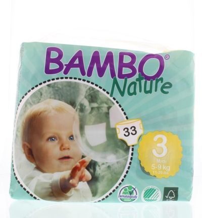 Foto van Bambo babyluier midi 3 5 - 9 kg 33st via drogist