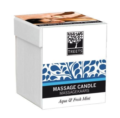 Foto van Treets massage candle aqua & fresh mint 140g via drogist