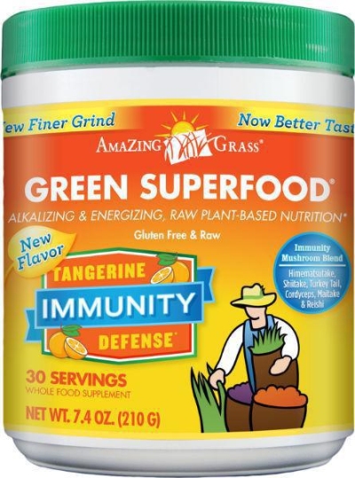 Foto van Amazing grass immunity tangerine green super 210g via drogist