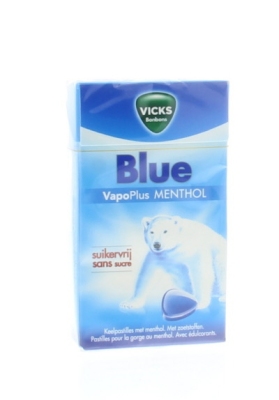 Foto van Vicks blue menthol suikervrij box 20 x 40g via drogist