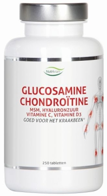 Foto van Nutrivian glucosamine chondroitine msm hyaluron vit d3/c 250tab via drogist