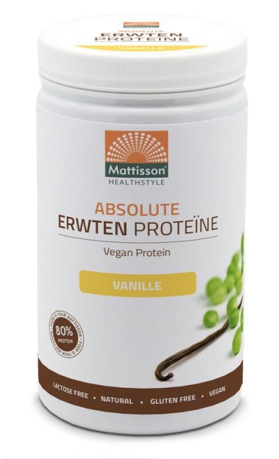 Foto van Mattisson voedingssupplementen absolute erwten proteïne vanille 350g via drogist