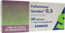 Foto van Sandoz foliumzuur 0.5 mg 30st via drogist