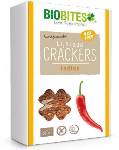 Foto van Biobites lijnzaad crackers raw india 4st via drogist