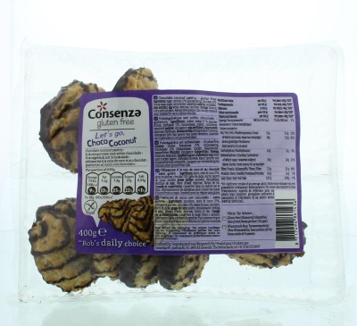 Foto van Consenza kokosmacronen met chocolade 400g via drogist
