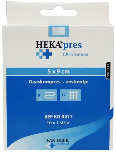 Foto van Heka hydrofiel gaaskompres 5 x 9 16st via drogist