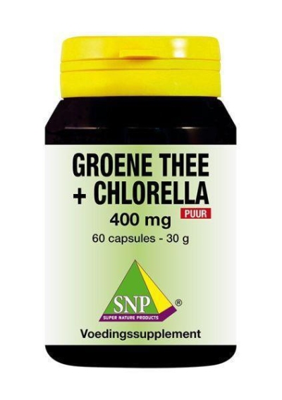 Foto van Snp groene thee chlorella 400 mg puur 60ca via drogist