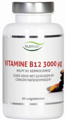 Foto van Nutrivian vitamine b12 methylcobalamine 3000mcg 60ztb via drogist