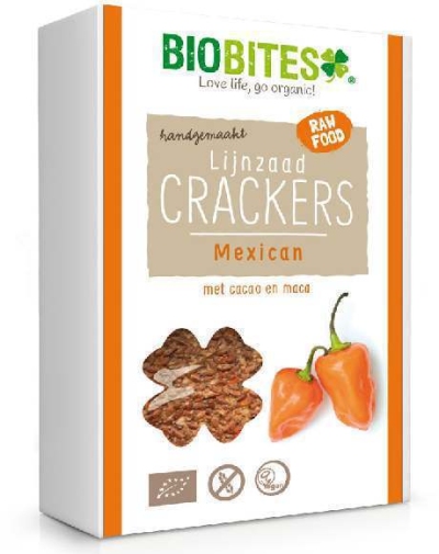 Biobites lijnzaad crackers raw mexican 4st  drogist