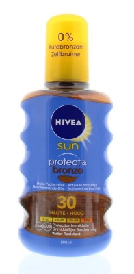 Foto van Nivea zonnebrand olie spray protect & bronze spf30 200ml via drogist