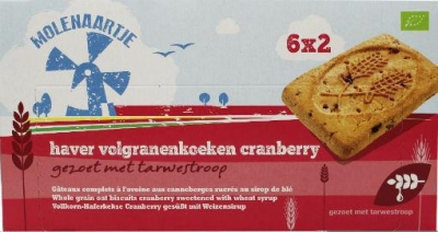 Foto van Molenaartje e haverkoeken cranberry 12 x 240gr via drogist