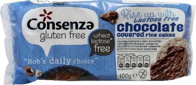 Foto van Consenza rijstwafel chocolade lactosevrij 100g via drogist