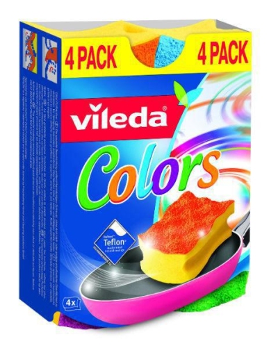 Foto van Vileda schuurspons colors anti-kras 4st via drogist