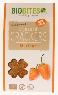 Biobites lijnzaad crackers raw mexican 2st  drogist
